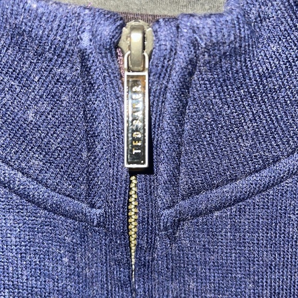 Ted Baker Mens Blue Quarter Zip Sweater Pullover Knit Cotton Size XL 6. X - Picture 4 of 6
